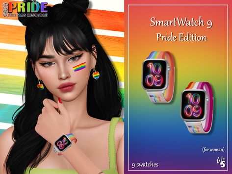 The Sims Resource - Sims 4 - Watches - WisteriaSims - SmartWatch 9 Pride Edition for woman Cc Accessories, Happy Pride Month, Rainbow Outfit, Sims 4 Cc Packs, Sims 1, Happy Pride, Ts4 Cc, Sims 4 Cc, Sims 4 Custom Content