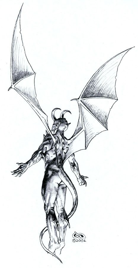 winged_demon_drawing Demon Sketch Dark, Demon Drawing Base, Templates For Drawing, Clyde Caldwell, Winged Demon, Demon Drawing, Body Templates, Male Demon, Wings Sketch