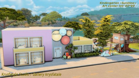 Kindergarten "Sunshine" Crazy Cousins, Colonial House Plans, Sims 4 Build, Sims 4 Houses, Cc Finds, Colonial House, Sims Mods, Maxis Match, Sims 2