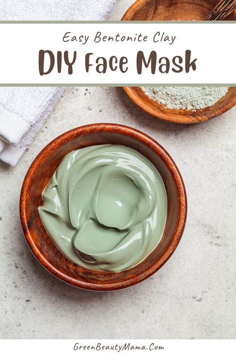 DIY Face Mask Recipe with Bentonite Clay Bentonite Clay Detox Bath, Diy Bentonite Clay Mask, Diy Clay Mask, Bentonite Clay Face Mask, Clay Face Mask Recipe, Green Clay Mask, Detoxifying Face Mask, Calcium Bentonite Clay, Bentonite Clay Mask