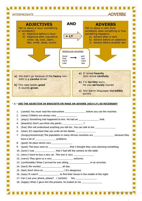 Comparative Adjectives Worksheet, Adjectives Lesson, Adverbial Phrases, Teaching Adjectives, Adverbs Worksheet, Adjectives Activities, English Adjectives, Adjective Worksheet, Word Formation