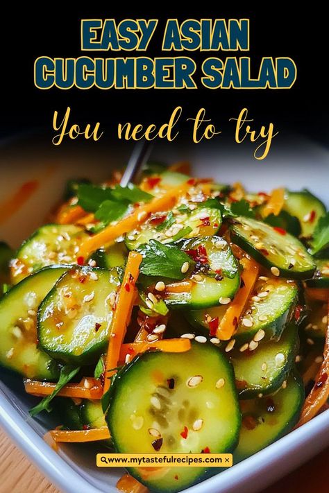 This Easy Asian Cucumber Salad is a must-try! With cool, crunchy cucumbers and a tangy Asian-inspired dressing, it’s the ideal side dish for grilling season, picnics, or a light lunch. Asian Cucumber Recipe, Cucmber Salad, Easy Asian Cucumber Salad, Frugal Family Meals, Asian Cucumber Salad Recipe, Cucumber Salad Dressing, Cucumber Snacks, Asian Salad Dressing, Asian Appetizers