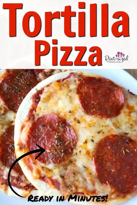 15 Minute Tortilla Pizzas Deep Dish Pizza Crust Recipe, Flour Tortilla Pizza, Deep Dish Pizza Crust, Tortilla Pizzas, Upside Down Pizza, Pizza Roll Up, Cleaner Eating, Tortilla Pizza, Mini Tortillas