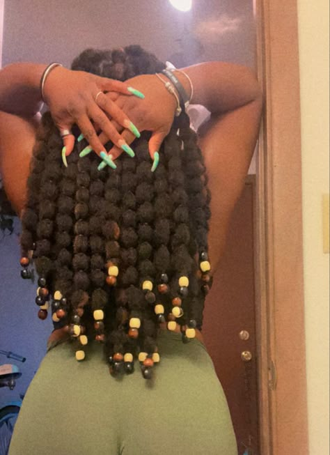 Bubble Braid On Black Hair, Poodle Hairstyles Black Women, Bubble Braid Black Hair, Bubble Hairstyle Natural Hair, Poodle Puff Hairstyle, Bubble Braids With Beads, Tying Shoes Aesthetic, Poodle Puffs Hairstyle Black Women, Poodle Puff Braids