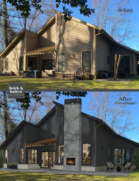 15 of Our Favorite Home Makeovers for 2020 | Blog | brick&batten 80s Contemporary House, Farmhouse Condo, Modern Home Exterior, 80s Modern, Exterior House Renovation, Home Makeovers, Condo Decor, House Makeovers, Exterior House Remodel