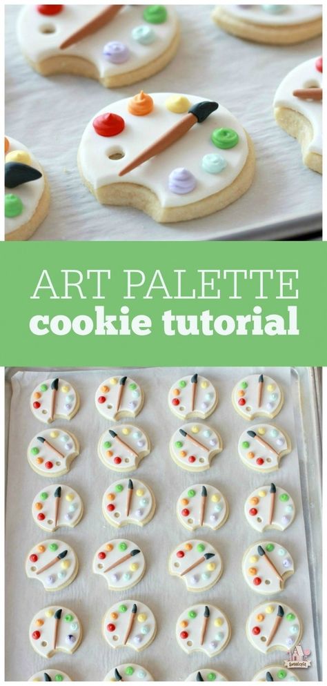 Artist Palette Cookie Tutorial Cookies With Fondant, Fondant Art, Decorated Cookies Tutorial, Art Palette, Cookie Tutorials, Creative Cookies, Fancy Cookies, Like Art, Iced Cookies