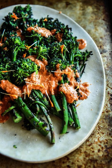 Grilled Broccolini, Romesco Sauce, Homemade Sushi, Summer Grilling, Vegetable Sides, Food Prep, Veggie Sides, Vegetable Side Dishes, Side Dish Recipes