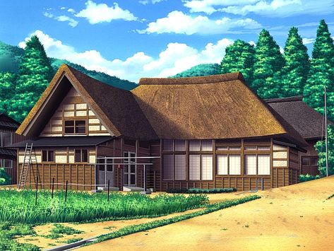 Japanese Farmhouse (Anime Background) (day) Anime Japanese House, Japanese Farm, Japanese Farmhouse, Anime Landscape, Japanese Countryside, Background Anime, Disney Princess Anime, Anime House, Japanese Style House