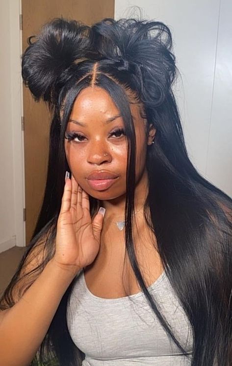 Kandi Burruss Ponytail Hairstyles, First Day Of School Hairstyles Black Wig, Birthday Hairstyle Ideas, Wig Hairstyles Straight Hair, Baddie Ideas, Fav Hairstyles, Future Hairstyles, Sleek Ponytail Hairstyles, Frontal Wig Hairstyles