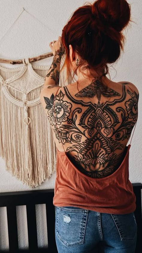 hey Backpiece Tattoo, Back Piece Tattoo, Tattoo Henna, Full Back Tattoos, Pieces Tattoo, Back Tattoos, Tattoo Pattern, Skin Art, Piercing Tattoo