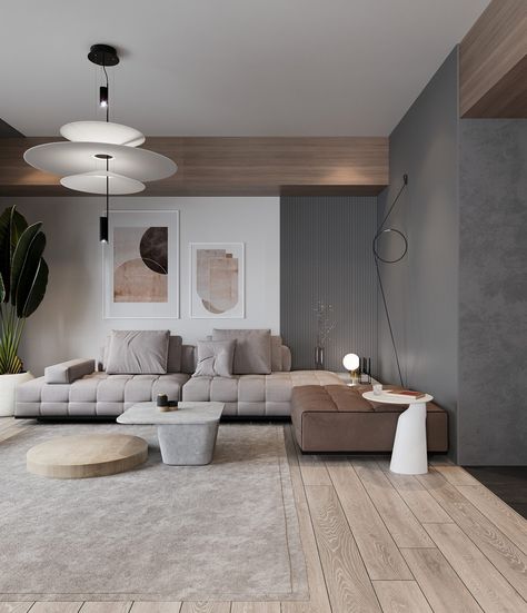 Creating Cosy-Chic Interiors With Grey Decor & Wood Accents Grey Wood Floors Living Room, Contemporary Living Room Grey, Grey Walls Living Room, Grey Wood Floors, Grey Interior Design, Cosy Interior, Condo Interior, Wood Interior Design, Grey Decor