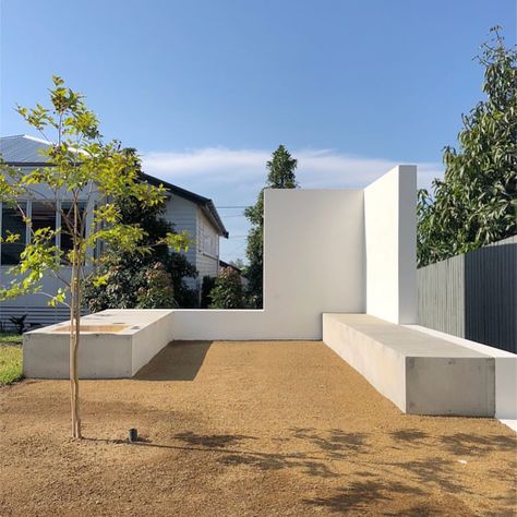 CAMP HILL - Concrete fire pit and bench seating looking 👌🏼 @lachlannielsen @danyoungla @morgs_jenkins #Brisbane #BNE #brisbaneanyday #igersbrisbane #landscape #landscaper #landscapedesign #garden #garden design #gardening #outdoor #outside #lifestyle #architecture #construction #build #concrete #bench #seat #fire #pit #tree #trees #plants #gravel #blue #sky Concrete Bench Seat, Window Bench Seat, Concrete Fire Pit, Bench Seats, Concrete Bench, Concrete Fire Pits, Concrete Block, Window Benches, Architecture Construction