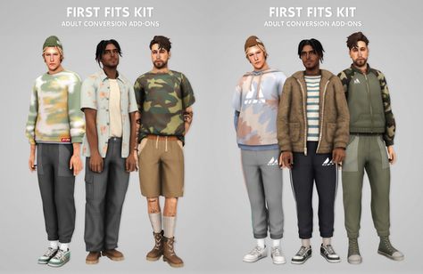 📑 First Fits Kit - Adult Conversion Add-Ons · | AdrienPastel on Patreon Sims 4 Add Ons, Sims 4 Men Clothing, Los Sims 4 Mods, Sims 4 Male Clothes, Sims 4 Mm Cc, Sims 4 Cc Folder, Male Clothing, Sims 4 Characters, Sims 4 Mm