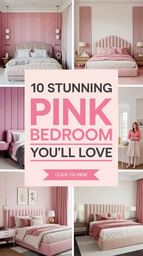 Pink Paint Colors For Bedroom, Pink Bedding Room Ideas, Pink And White Striped Walls, Pink Bedroom Ideas For Teens, Pink Accent Wall Bedroom, Pink Girls Bedroom Ideas, Girls Pink Bedroom Ideas, Gray Teen Bedroom, Blush Pink Bedroom Ideas