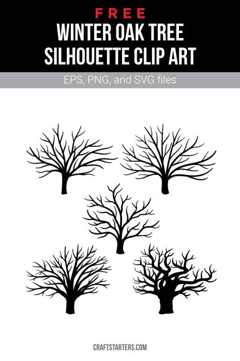 Tree Svg Free, Oak Tree Drawings, Oak Tree Silhouette, Drawing Rocks, Crayon Crafts, Stencils Printables, Silhouette Clip Art, Winter Wood, Tree Svg