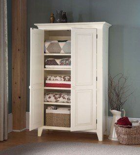 Free Standing Linen Cabinets - Ideas on Foter Linen Storage Cabinet, Closet Furniture, White Armoire, Organized Clutter, Pine Cabinets, Linen Cabinets, Linen Cupboard, Basement Storage, Bathroom Linen Cabinet