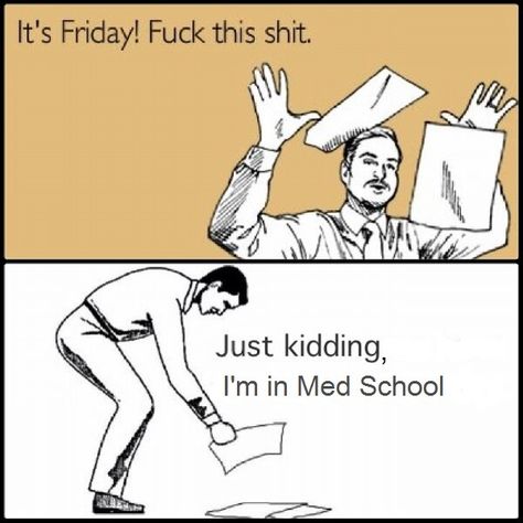 There is no Friday at Med School...just a lot of Mondays Medical Humor Doctor, Medical School Humor, Medical Memes, Laugh Factory, Student Humor, Medical Humor, Med Student, School Memes, Med School