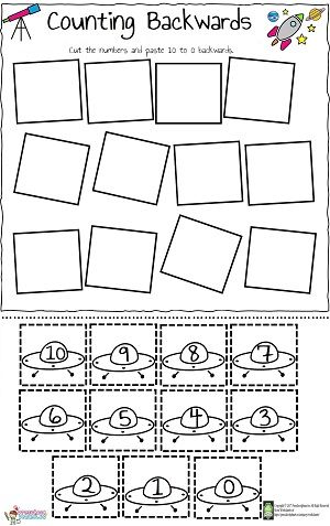 Hello everyone! Today we prepared a funny counting backwards 10 to 0 worksheet for preschoolers, kindergarten and first graders. Kids will cut the numbers and paste them backwards from 10 to 0. You can freely download this worksheet and use for educational purposes. This worksheet is in pdf format and downloadable. Numbers For Toddlers, Rote Counting, Counting Backwards, Teaching Subtraction, Teaching Counting, Counting For Kids, Cut And Paste Worksheets, Counting Worksheets, Kindergarten Reading Worksheets