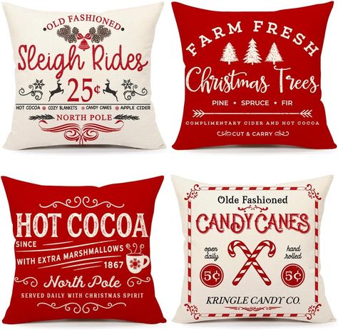 Christmas Throw Pillows Couch, Christmas Couch Pillows, Sleigh Rides, Winter Holiday Decorations, Decorative Ideas, Pillows Decorative, Christmas Pillowcases, Christmas Pillows, 16x16 Pillow Cover