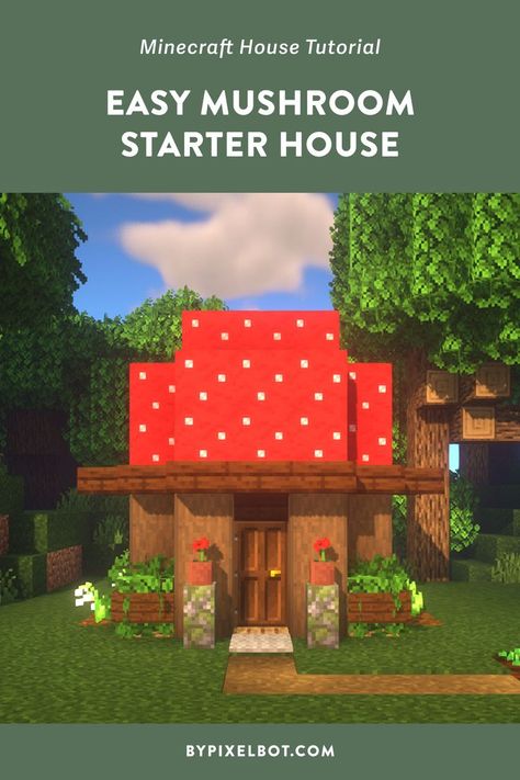 Minecraft: How to Build an Easy Mushroom House + Free Material Checklist Minecraft Cottage House, Wheat Farm, Minecraft Starter House, Armor Stand, House In Minecraft, Minecraft Houses Survival, Rumah Minecraft Sederhana, Starter House, Crafting Table