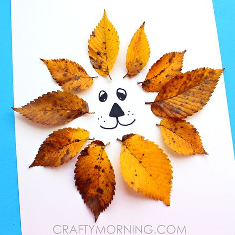 Easy Leaf Lion Kids Craft for Fall - Crafty Morning Lion Kids Crafts, Leaf Crafts Kids, Lion Craft, Autumn Leaves Craft, Crafty Morning, Leaf Projects, Leaf Animals, Fall Arts And Crafts, Easy Art Projects