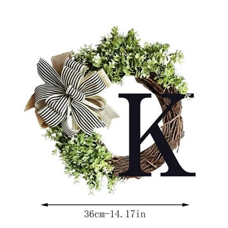 Flower Front Door Sign Hanger,Last Name Year Round Front Door Wreath Front Porch Decoration 26 Letter Welcome Sign with Garland and Bow, Spring Wreaths for Front Door Outside Hanger Garland Features: This Last Name Year Round Front Door will complete your decorations for all seasons! for wedding ceremony signs, new home blessings, Father's Day, Mother's Day, spring parties, garden decorations... Perfect for that too! This monogram sign is a beautiful addition to any front door, mantle, wall, ent Front Door Wreath Ideas, Porch Garland, Round Front Door, Front Door Decor Ideas, Door Wreath Ideas, Sign Hanger, Spring Wreaths For Front Door, Wall Entryway, Fall Floral Decor