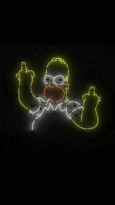 Die Simpsons, The Simpsons, In The Dark, Neon, Wallpapers, Yellow, Black