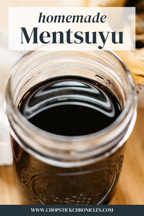 Mentsuyu is a flavourful and multipurpose Japanese sauce/soup base that can be made easily at home with just 5 ingredients! Japanese Sauces Recipes, Mentsuyu Recipe, Japanese Sauces, Banchan Recipe, Japanese Ingredients, Relish Sauce, Japanese Sauce, Soup Base, Cold Noodles