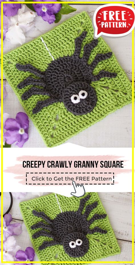 Crochet Halloween Granny Square Patterns Free, Free Halloween Granny Square, Halloween Crochet Blankets, Variegated Yarn Granny Square, Candy Corn Granny Square, Halloween Granny Square Crochet Free, Halloween Crochet Squares, Disney Granny Square Crochet, Halloween Crochet Granny Square