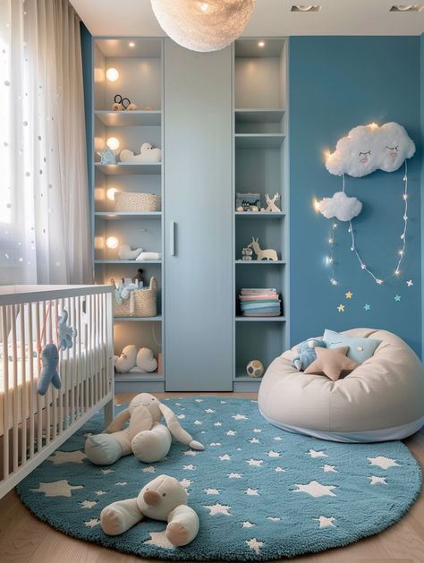 Best Blues For Nursery, Babyboy Decoration Room, Baby Rooms Boys, Baby Boys Bedroom Ideas, Room For Baby Boy, Baby Boy Rooms Nursery, Boy Baby Room Ideas, Boy Nursery Room