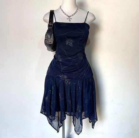 Y2k Hoco Dress Short, Vintage Spaghetti, Short Party Dress, Dress Aesthetic, Dress Navy Blue, Grad Dresses, Hoco Dresses, Fancy Dresses, Dream Dress