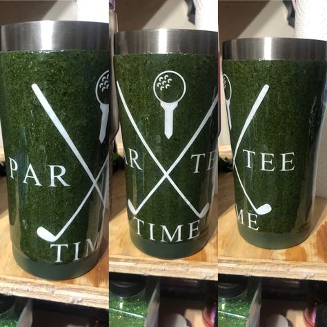 Green Turf is crushed parsley Golf Tumblers For Men, Golf Tumbler Ideas, Golf Cups, Golf Tumbler, Cute Tumblers, Tumbler Inspiration, Par Tee, Fun Diy Projects, Yeti Cups