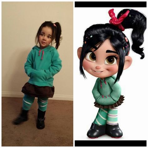 Vanellope Von Schweetz from Wreck it Ralph: 2013 Halloween costume Ralph And Venelope Costume, Penelope Wreck It Ralph Birthday Party, Penelope Costume Wreck It Ralph, Penelope Von Schweetz Costume, Penelope Wreck It Ralph Costume, Vaneloppe Von Schweetz Costume, Wreck It Ralph Vanellope Costume, Penelope Wreck It Ralph, Penelope Costume