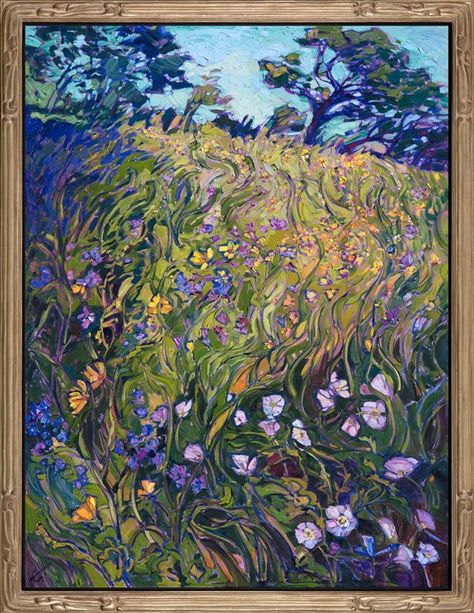 Abstract floral painting with lilac colors framed in a champagne Open Impressionism frame painted by impressionist Erin Hanson Wildflowers Painting, Erin Hanson, Arte Indie, Arte Van Gogh, Abstract Floral Paintings, Impressionism Art, Arte Inspo, Wow Art, Impressionist Art