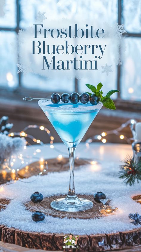 Discover the ultimate Frostbite Blueberry Martini Cocktail Recipe, a perfect blend of elegance and chill for your winter gatherings. This Icy Blueberry Martini Drink features blueberry vodka for a refreshing twist, making it an ideal Blueberry Frostbite Martini for winter parties. Enjoy a Chilled Frostbite Martini that captures the essence of frosty blueberries in every sip. Try this Frozen Blueberry Martini Drink and impress your guests with an Elegant Frostbite Martini that’s sure to delight! Blueberry Martini Recipes Vodka, Blueberry Tequila Cocktail, Blueberry Mocktail Recipes, Blue Cocktails Recipe, Blueberry Vodka Cocktails, Frostbite Martini, Winter Mocktail Recipe, Blueberry Drinks Alcohol, Frostbite Cocktail