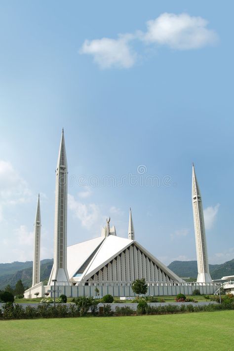 Mosque. Muslima€?s Worship Place. Shah Faisal Mosque in Islamabad City of Pakist , #AD, #Worship, #Place, #Mosque, #Muslim, #Shah #ad Shah Faisal Mosque, Mosque Pictures, Modern Mosque, Faisal Mosque, Pakistan Tourism, History Of Pakistan, Places Of Worship, Artificial Lake, Islamabad Pakistan