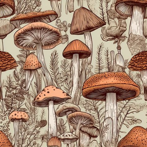 Seamless Pattern Set Assorted Mushrooms Seamless Patterns Suitable for use in Scrapbooking, Sublimation, Stationery and Fabric printing. For Personal and Commercial use No License required Mushroom Surface Pattern, Mushroom Seamless Pattern, Mushroom Prints, Doodling Art, Journal Images, Mushroom Magic, Star Wars Planets, Mushroom Pattern, Islamic Patterns