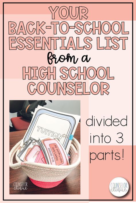 High School Counselor Office, School Essentials List, High School Counselors Office, School Counselor Organization, School Counselor Office Decor, Middle School Counselor, Career Counselor, School Guidance Counselor, School Counselor Resources