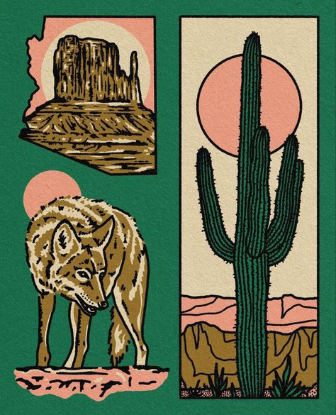 Arizona Illustration, Sam Larson, Cosmic Cowgirl, Rock Poster Art, Western Stuff, Americana Art, School Murals, Western Wall Art, Southwest Art