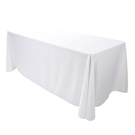 Rectangular Polyester Tablecloth 90 x 120 Inches By ADD&SHIP (White) Craft Show Table, Craft Fair Table, Rectangle Table Cloth, White Table Cover, Graduation Dinner, Cloth Table Covers, Table Cloth Decorations, Oblong Tablecloth, Banquet Decorations