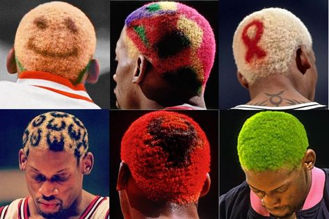 Rodman Hair, Denis Rodman, Easy Professional Hairstyles, 90s Grunge Hair, Shaved Hair Designs, Best Suits, True American, Dennis Rodman, Nba Pictures