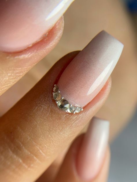 Nails With Stones, Stone Nails, Milky White Nails, Milky Nails, Milky White, Ombre Nails, White Nails, Nail Ideas, Diy Gifts