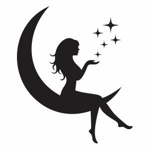 Fairy On Moon, Anchor Silhouette, Cute Silhouette, Fairy Silhouette, Moon Vector, Moon Silhouette, Silhouette Drawing, Tasteful Tattoos, Army Girlfriend Pictures