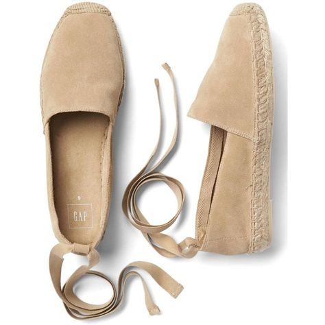 Gap Women Suede Lace Up Espadrilles (2.845 RUB) ❤ liked on Polyvore featuring shoes, sandals, laced sandals, round cap, suede lace up shoes, suede shoes and lace up sandals Lace Up Espadrilles Flats, Flat Lace Up Shoes, Suede Flats Shoes, Lace Sandals, Espadrilles Shoes, Fashion Shoes Sandals, Espadrille Flats, Gap Shoes, Lace Up Espadrilles