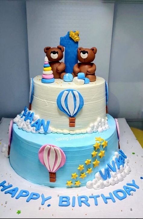 Cake Double Layer, Teddy Cake, Teddy Cakes, Cake Designs For Boy, Indian Police Service, Double Layer Cake, Indian Police, Twin Birthday Cakes, Cake Magic