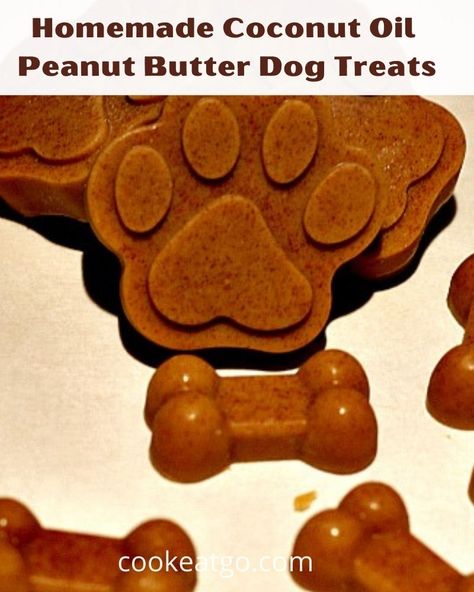 Dog Treats With Coconut Oil, Coconut Oil Dog Treats, Homemade Coconut Oil, Frozen Dog Treats, Coconut Oil For Dogs, Easy Dog Treats, Coconut Peanut Butter, Peanut Butter Dog Treats, Dog Treats Homemade Recipes