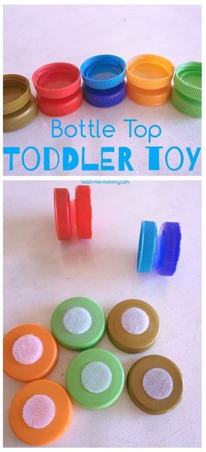 Bottle Top Toddler Toy, bottle tops and Velcro dots make for a lovely colour sorting toy for toddlers! Top Toddler Toys, Easy Activities, Toddler Play, Montessori Toddler, Bottle Top, Busy Toddler, Toddler Learning Activities, Toddler Fun, Fine Motor Activities