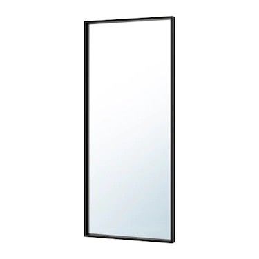 Nissedal Mirror, Ikea Nissedal, Hovet Mirror, Hemnes Bed, Dark Wood Bedroom Furniture, Ikea Island, Black Painted Furniture, Fitted Wardrobe, Ikea Mirror