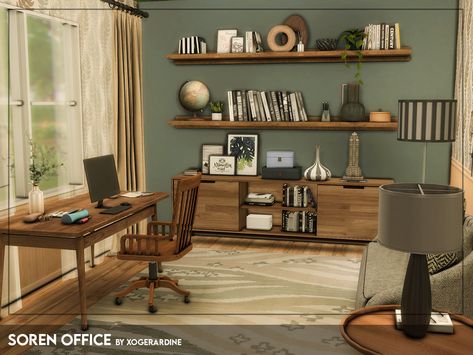 Sims 4 Cc Office Furniture, Sims 4 Cc Furniture Office, Sims 4 Home Office, Sims Office Ideas, Office Ideas Bloxburg, Sims 4 Office Ideas, Sims4 Office, Office Bloxburg, Sims Office