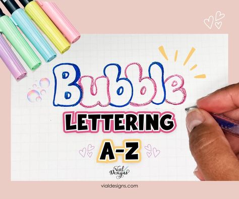 Bubble Lettering 101: Tutorial For Beginners Hand Lettering Easy, S Bubble Letter, Lettering Step By Step, Easy Hand Lettering, Simple Hand Lettering, Lettering Easy, Hand Lettering Diy, Quotes Hand Lettering, Bubble Lettering